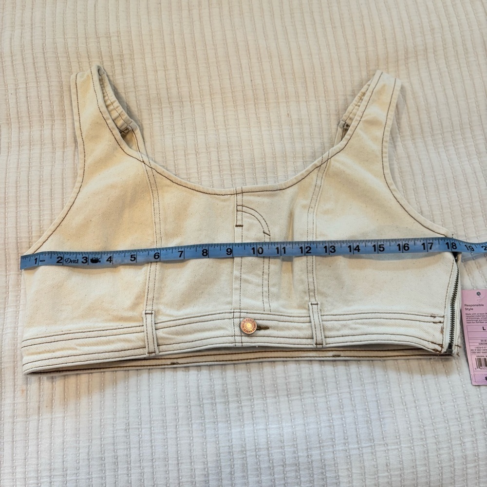 Wild Fable NWT Women's Cream Denim Cropped Tank Top Side Zipper Size L, XL & XXL - Picture 8 of 10